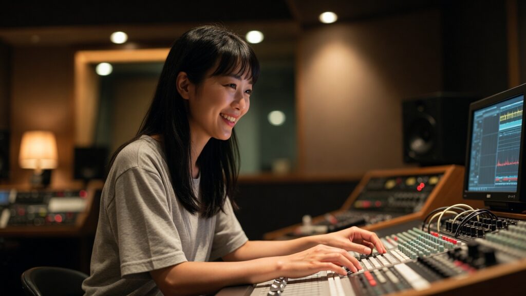 DTMでミックスをする女性