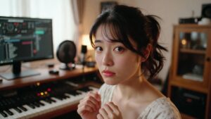 DTMオンラインレッスンを受ける若者