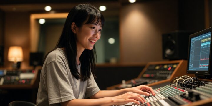 DTMでミックスをする女性