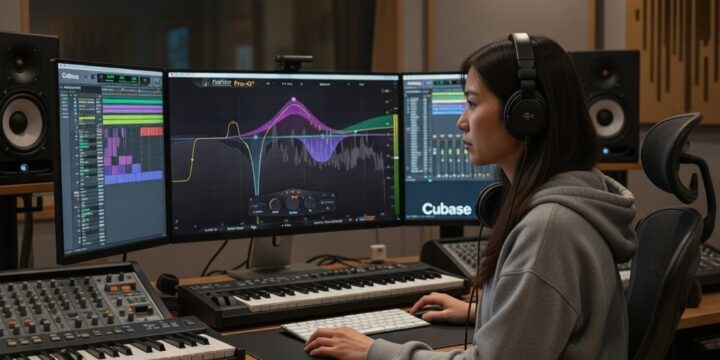 Fab Filter Pro Q3を使用してミックスをする様子